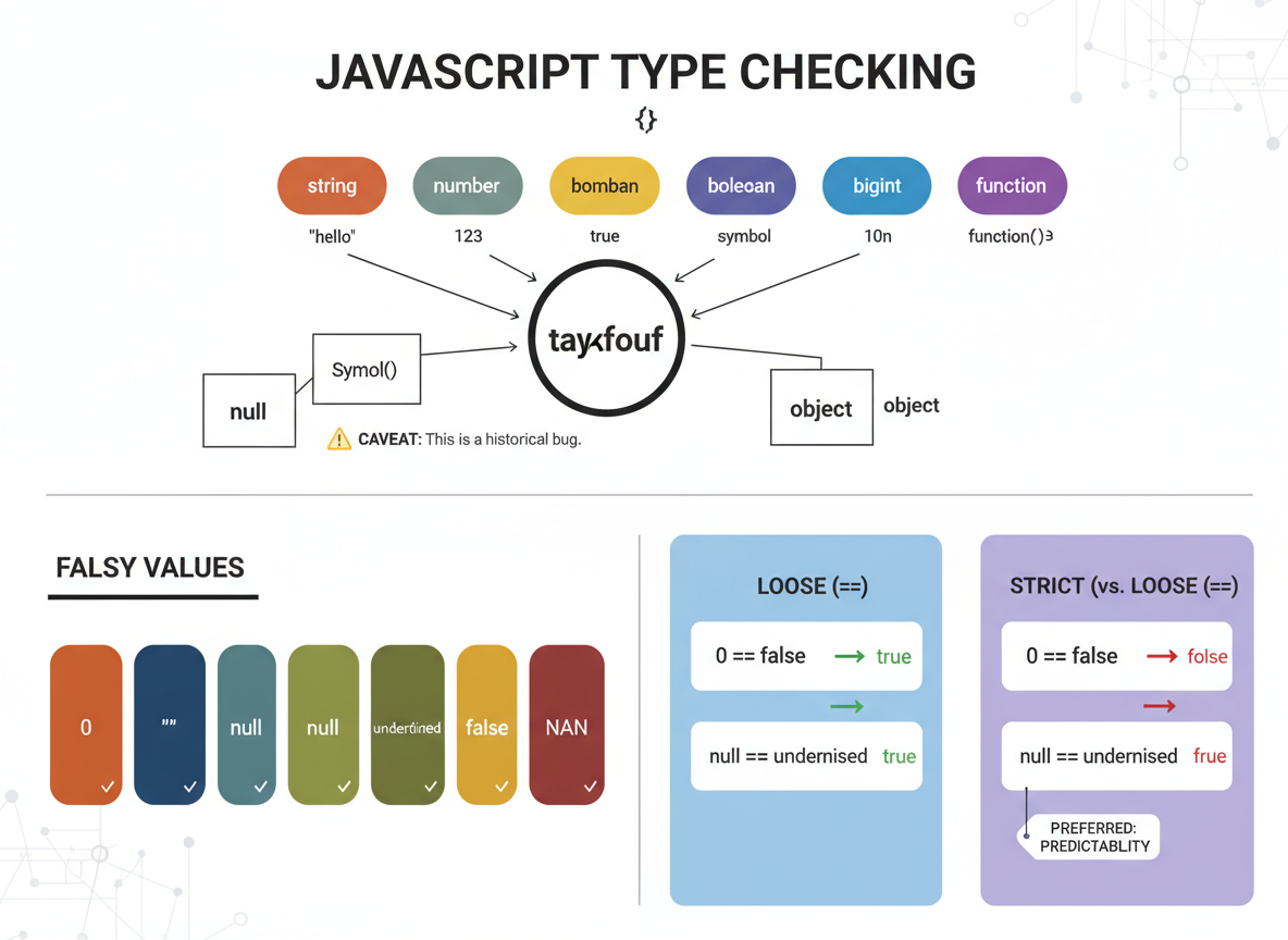typeof, 참 같은 값과 거짓 같은 값, ==와 === 비교 — 일러스트레이션 8