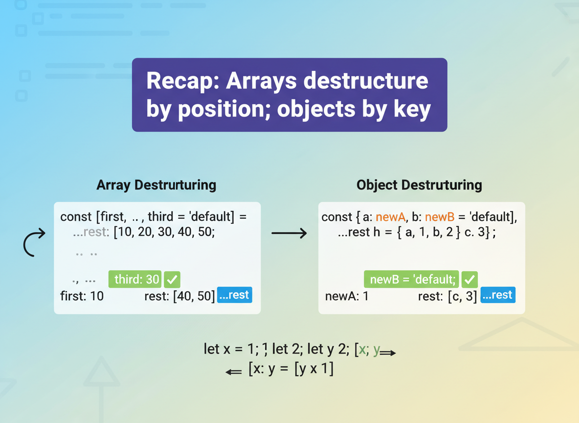 Det grundlæggende i destructuring af arrays og objekter — illustration 8