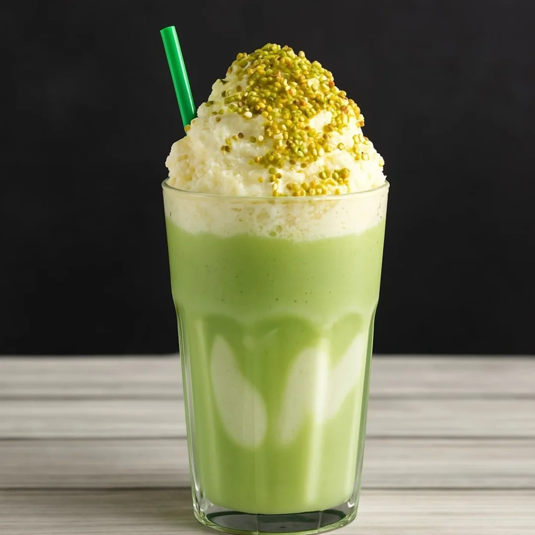 Pistachio matcha frappe drink